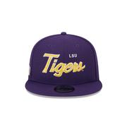 LSU New Era 950 Script Tigers Flat Brim Hat